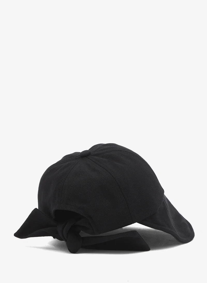 Ginger Classic Corduroy Cap With Ribbon Tie Detail